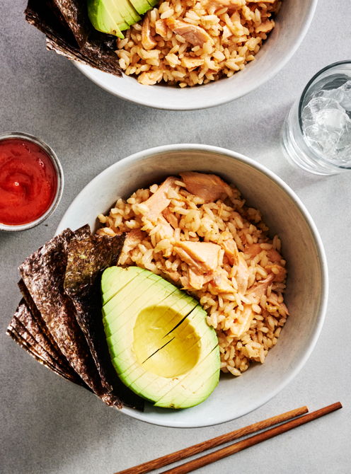 Bols de Arroz con Salmón Picante